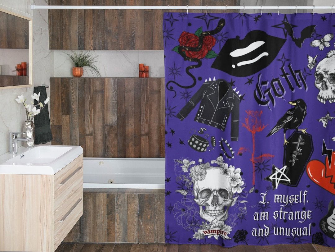 Dark Goth Shower Curtain Gothic Shower Curtain Skull Shower Curtain