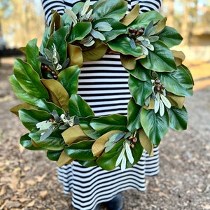 BEST SELLER, Magnolia Leaf Wreath with Olive Leaves, Year Round Wreath, Greenery Wreath, Farmhouse Decor, Farmhouse Wreath, Mantel Decor
