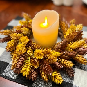 Fall Mini Hops Wreath, Candle Ring, Fall Candle Wreath, Fall Table Decor, Mini Wreath, Small Wreath, Chair Decor