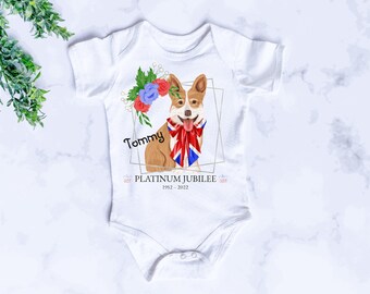 Queen's Platinum Jubilee Baby Grow, Personalised Baby Romper, Jubilee Baby Vest, Newborn Baby Romper