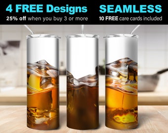 Whisky Seamless 20oz Skinny Tumbler, Sublimation design, PNG, Instant Digital DOWNLOAD ONLY (198)