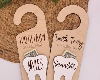 Personalized Tooth Fairy Door Hanger, Custom Tooth Fairy Helper, Tooth Fairy Door Hanger, Cute Tooth Fairy Accessory, Easy Tooth Fairy