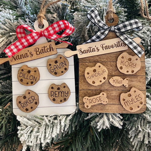 Cookie Board Ornament, Custom Cookie Ornament, Unique Christmas Ornament, Family Ornament, Nana Ornament, Grandma Ornament, Santas Favorites