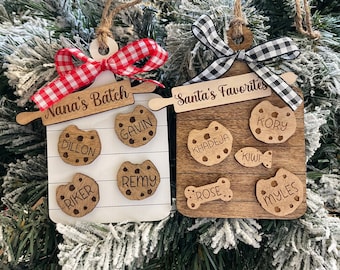 Cookie Board Ornament, Custom Cookie Ornament, Unique Christmas Ornament, Family Ornament, Nana Ornament, Grandma Ornament, Santas Favorites