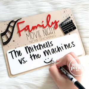 Family Movie Night Whiteboard, Family Movie Night Prop, Family Movie Night Dry Erase Board, Cute Family Movie Night Whiteboard, Family Movie