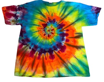 Youth XLarge neon rainbow spiral tie dye short sleeve shirt