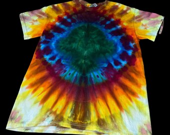 Adult Small ice dyed rainbow Mushroom short sleeve shirt