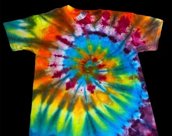 Youth XSmall neon rainbow spiral tie dye short sleeve shirt