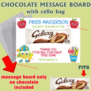 Personalised Thank You Teacher Chocolate Message Board, Personalised Teacher gift, Gifts For teaching assistants, nursery chocolate gift