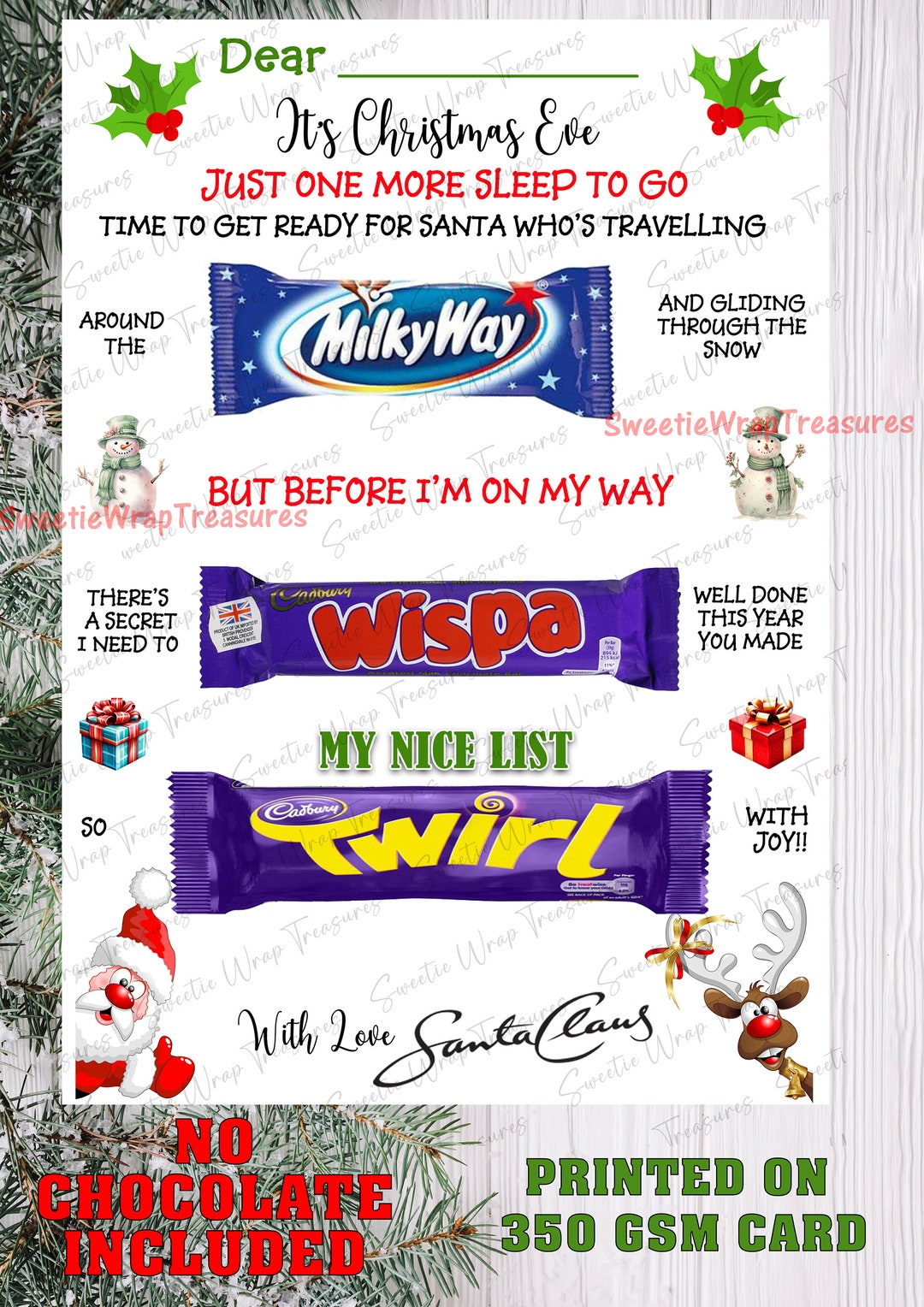 Christmas Chocolate Message Board Gifts for Kids Christmas Etsy