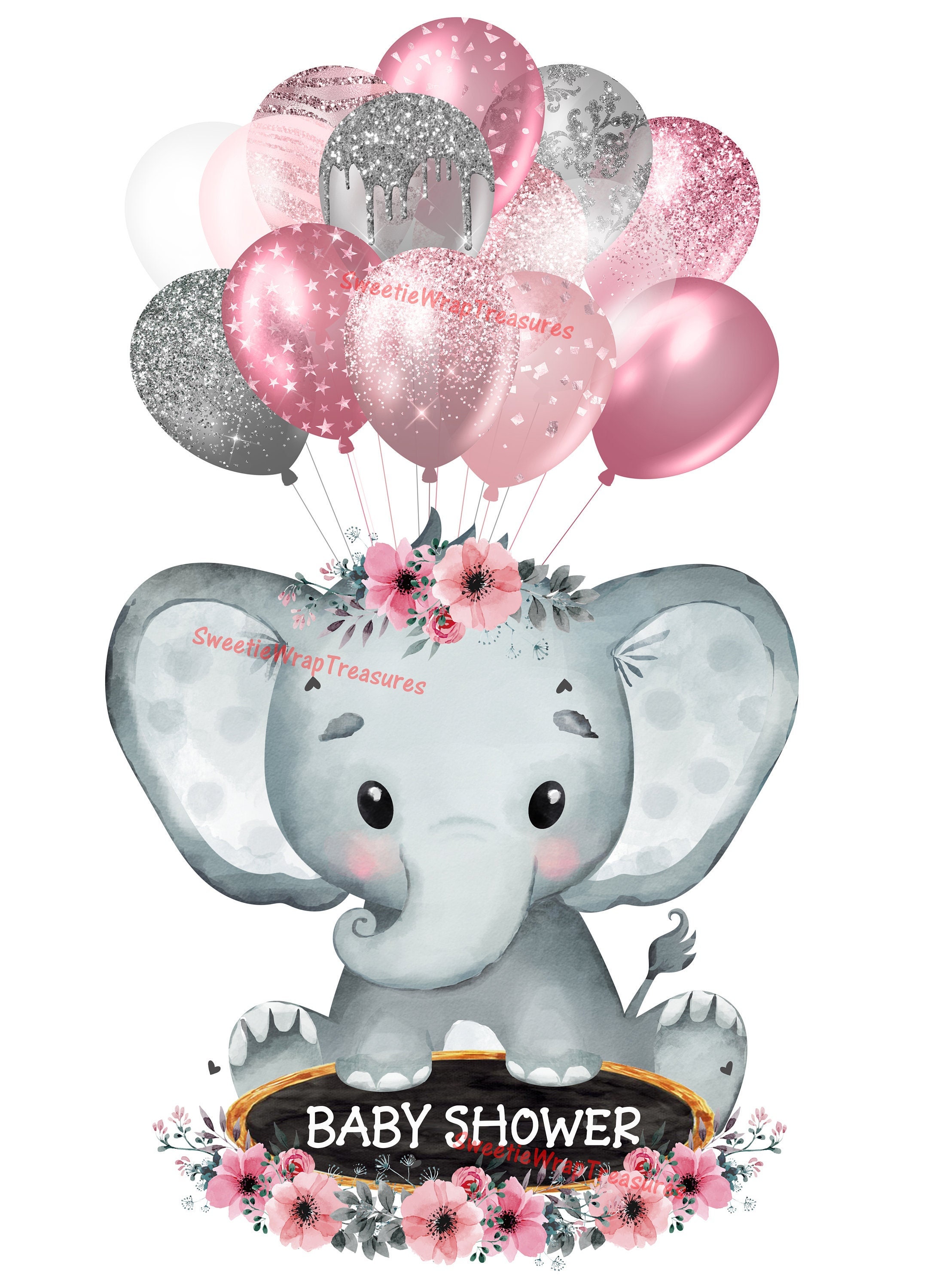 Baby Shower It's A Girl Baby Elephant Pink Balloons - Etsy Norway