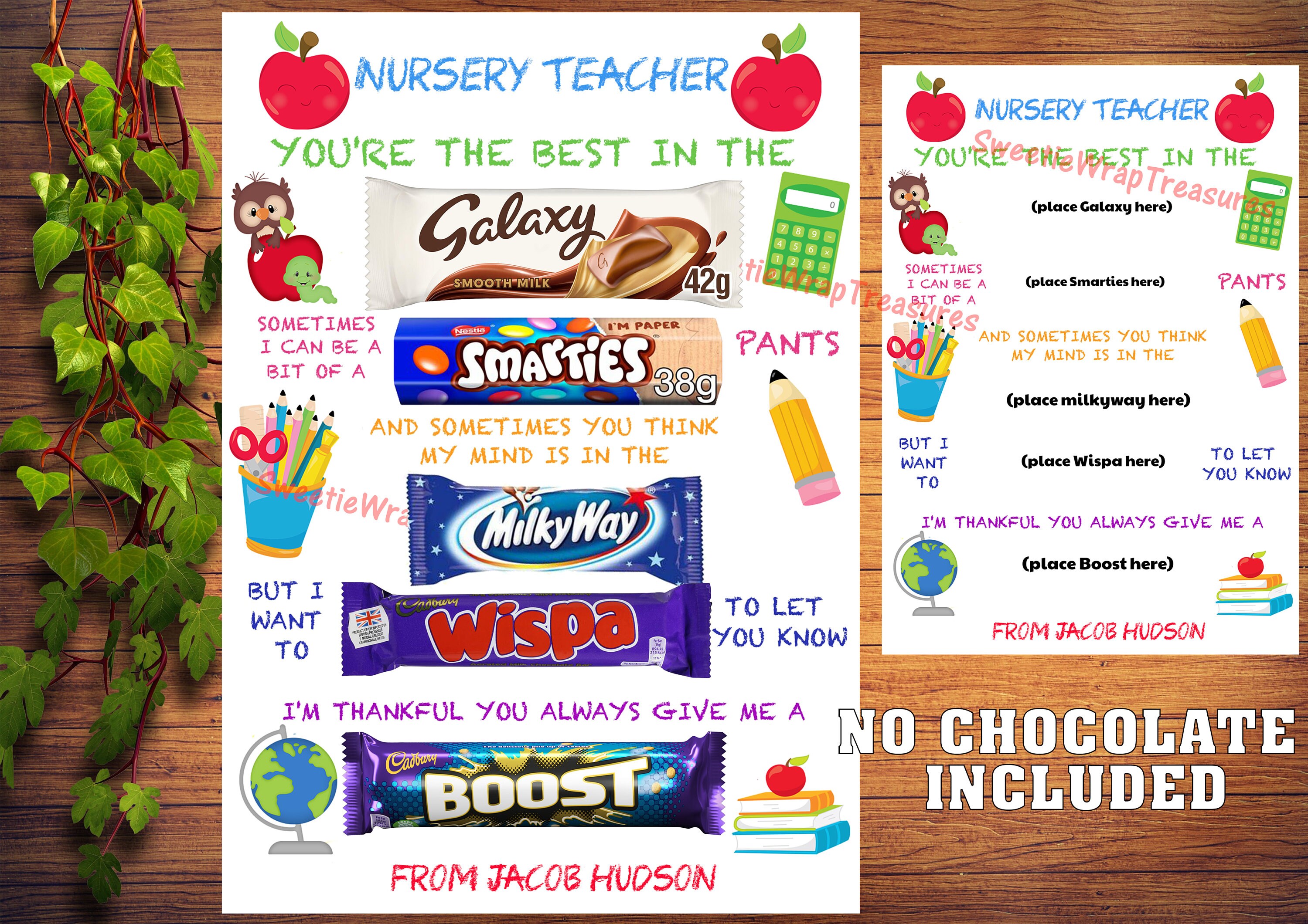 Personalised Teacher Chocolate Message Board Personalised End Etsy UK