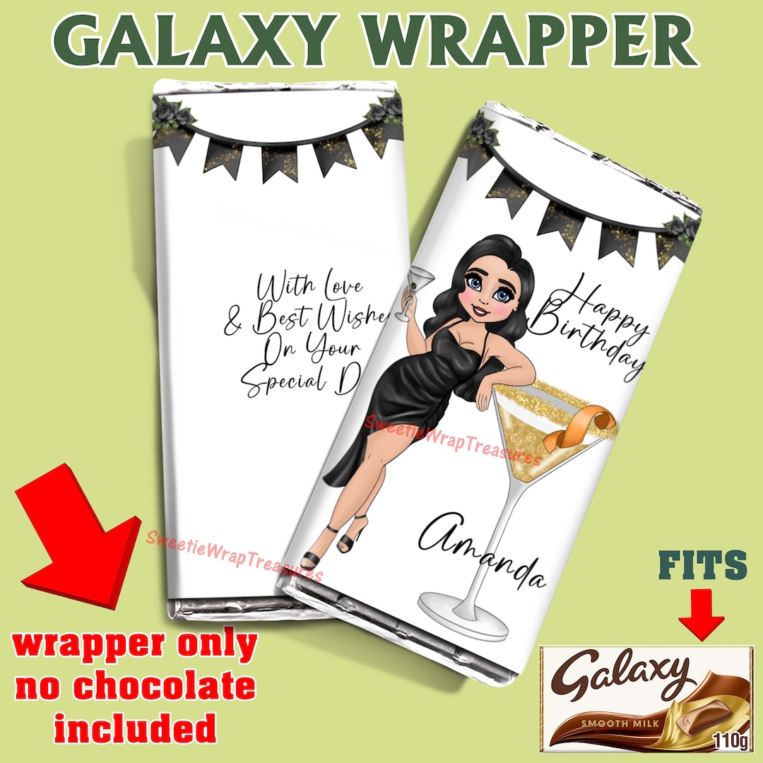 Wrapper Girl Personalised Chocolate Bar Wrapper, Cocktail Girl, 18th, 21st, Birthday ...