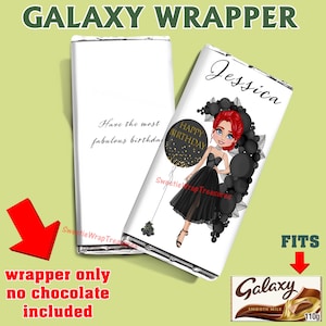 Personalised Galaxy chocolate bar wrapper, Balloon Girl, 18th, 21st, 30th Birthday gift, party bag filler, gift for her, gift for daughter