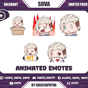 Sova Valorant animierte Twitch Emotes, Chibi animierte Sova Valorant Twitch Emotes, süße Sova Twitch Emotes, Anime Emote, Discord Emoji