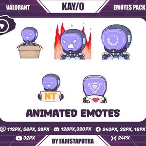Kay/o Valorant Animated Twitch Emotes, Chibi Animated Kay/o Valorant Twitch Emotes, Cute Kay/o Twitch Emotes, Anime Emote, Discord Emoji