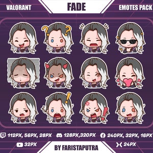 Fade Valorant Chibi Emotes: Anime Twitch Emoji (Digital Download)