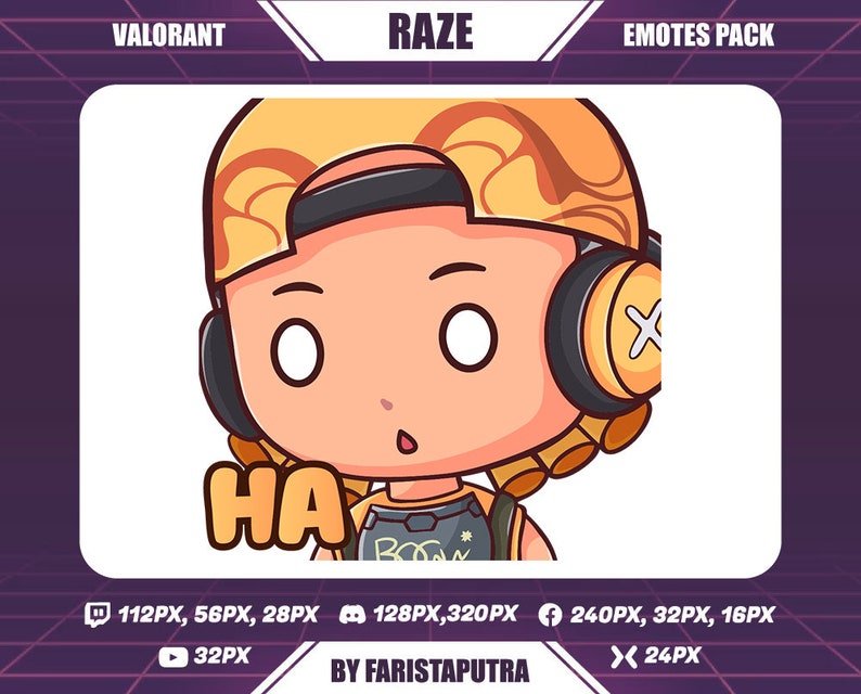Chibi Raze Valorant Twitch Emotes, Anime Discord Emoji (PNG Files) - Etsy