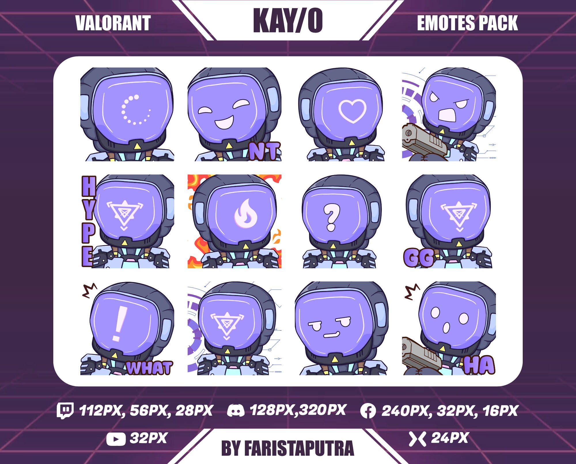 Kay/o Valorant Twitch Emotes, Chibi Kay/o Valorant Twitch