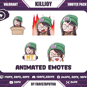 Killjoy Valorant Animierte Twitch Emotes: Chibi Anime Emotes