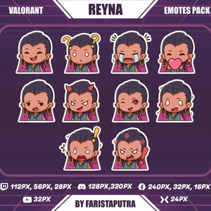 Chibi Reyna Valorant Twitch-emotes: Anime Discord-emoji