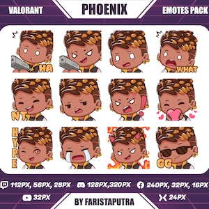 Phoenix Valorant Chibi Twitch Emotes: Anime Discord Emoji (Digital Download)