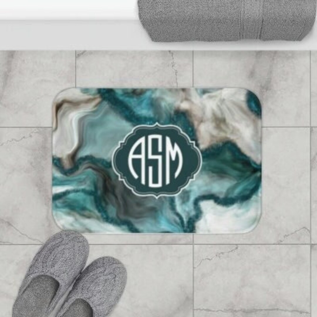 Custom Bath Mat, Monogram Bathroom Rug, Handmade Bath Mat, Personalized ...
