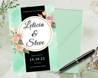 Mint Green Save The Date/Wedding Invitation 6 Different Designs to choose!