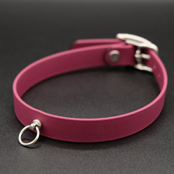 Kraag Choker Ring van O verstelbaar, 1,9 cm breed, vegan, bordeaux