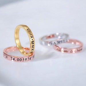 Custom Name Ring,Stackable Name Ring, Dainty Name Ring,Stackable Engraved Rings, Engraved Name Ring, Personalized Gift for Her,Mother&#39;s Gift