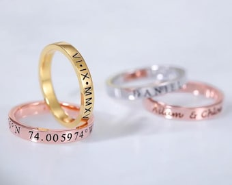 Custom Name Ring,Stackable Name Ring, Dainty Name Ring,Stackable Engraved Rings, Engraved Name Ring, Personalized Gift for Her,Mother's Gift