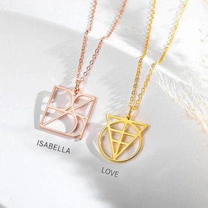 Personalized Name Logo Necklace, One of a Kind Jewelry, Gold Name Necklace Anniversary Gift for Her, Gift for Wife, Mom, Initial