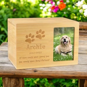 Wooden Dog Ashes Box, Pet Memorial Personalized Urn, Dog Parent Gift, Urn Memorial Box, Pet Keepsake Gift, Dog Loss Remembrance, Memory Gift