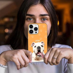 Photo Phone Case, Personalized Dog Phone Case With Pet Name, Custom Cat Face Phone Case, Pet Memorial Gift for Dog Mom
