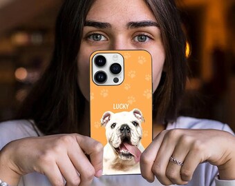 Photo Phone Case, Personalized Dog Phone Case With Pet Name, Custom Cat Face Phone Case, Pet Memorial Gift for Dog Mom