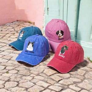 Pet Portrait Baseball Hats, Custom Dog Hat With Dog Photo, Cat Portrait Hat, Personalized Pet Photo, Pet Memorial Gift for Dog Lovers