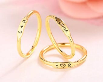 Custom Name Ring,Stackable Name Ring, Dainty Name Ring,Stackable Engraved Rings, Engraved Name Ring, Personalized Gift for Her,Mother's Gift