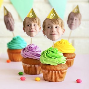 Custom Face Cupcake Toppers, Birthday Party Decor, Pet Birthday Cupcake Topper, 21st 25th 30th 40th Birthday Party, Personalized  Photo