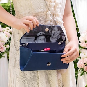 Photo Purse for Brides, Wedding Gifts for Mom, Wedding Photo Purse Props, Clutch Purse, Mother of the Bride Personalized Silk Bow Tie Clutch