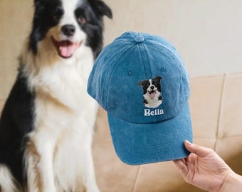 Personalized Dog Portrait Hat, Custom Dog Hat With Dog Photo, Cat Portrait Hat, Pet Photo, Pet Memorial Gift for Dog Lovers