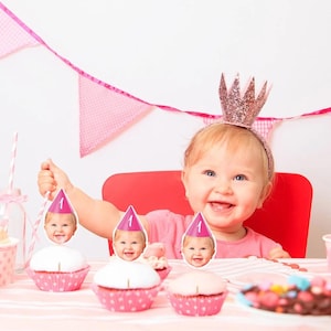 First Birthday Cupcake Toppers Personalized, Cupcake Baby Face, 1st Birthday Cake Topper, Custom Face Cupcake Topper,  Kids Birthday Decor