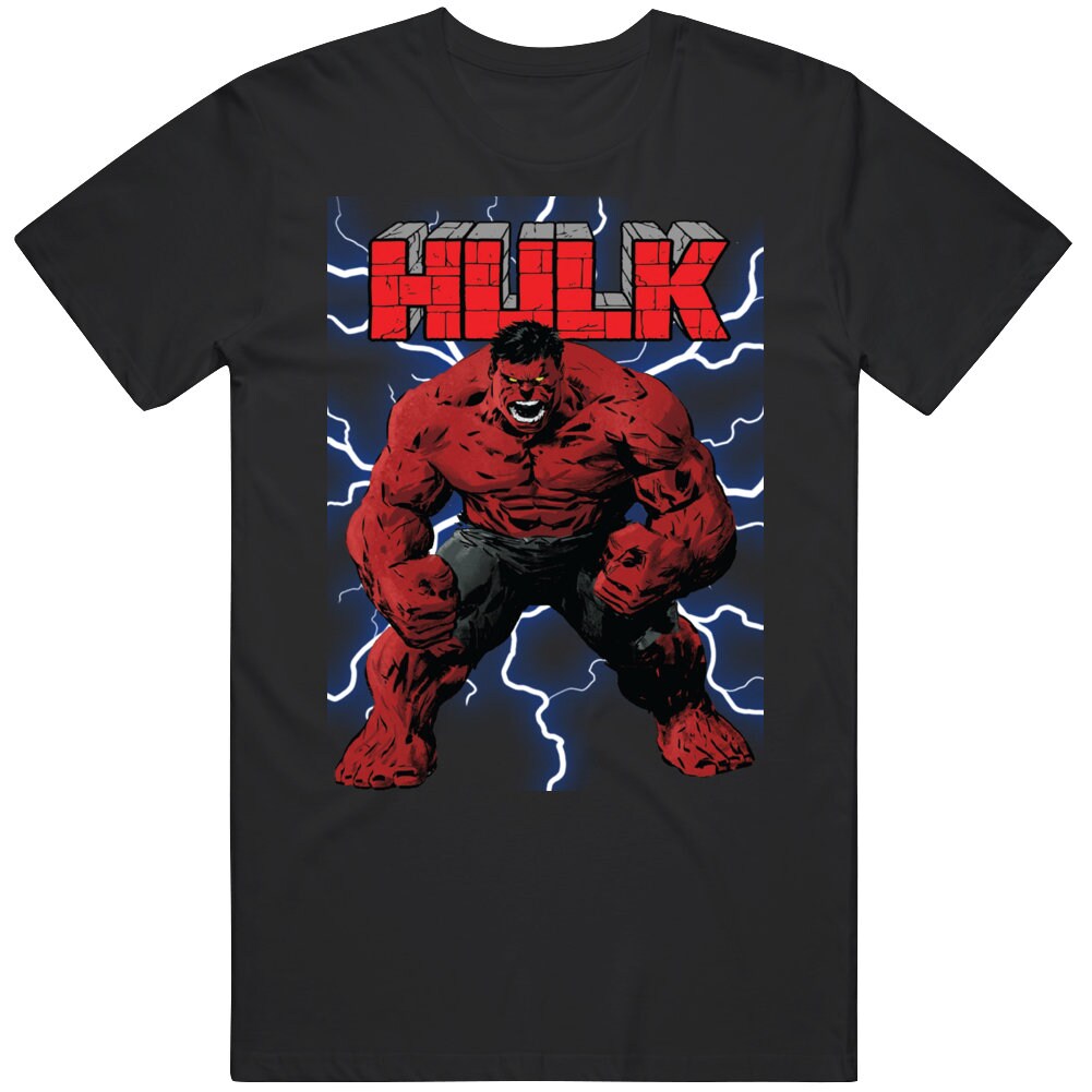 Red Hulk Black T Shirt Adult Children's 