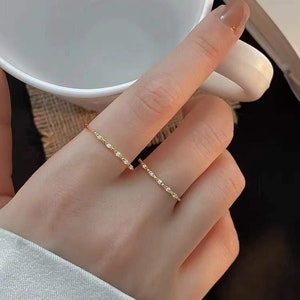 14k Gold Plated 925 Silver Dainty CZ Adjustable Ring, Delicate Open Size Ring, Skinny Open Ring, Stackable Ring, Minimalist, Gifts, R19