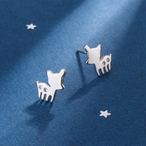 925 Silver Dog Stud Earring, Silver Puppy Earrings, Dog Studs, Pets earrings, Animal-lover Earrings, Daughter Gift, Gift for her, E402