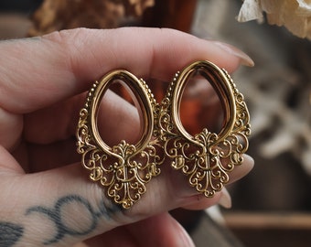 Golden Ornament Teardrop Tunnels - Pair