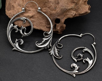 Gothic Ornament Earrings • Hoops • Silver • Pair • Gothic Tracery