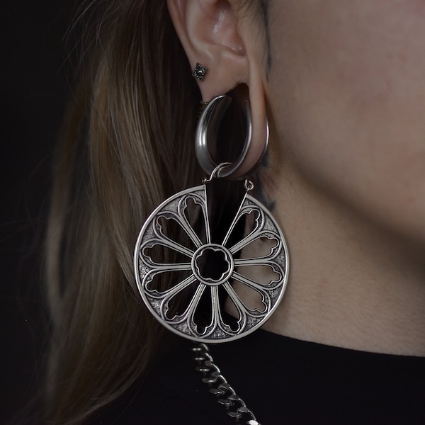 Silver • Cathedral Window Earrings • Hoops • Pair