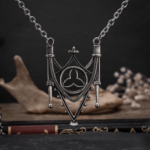 Medieval Gothic Arch Necklace | Silver Color | Gold | Aesthetic Cathedral Architecture Gothic Tracery