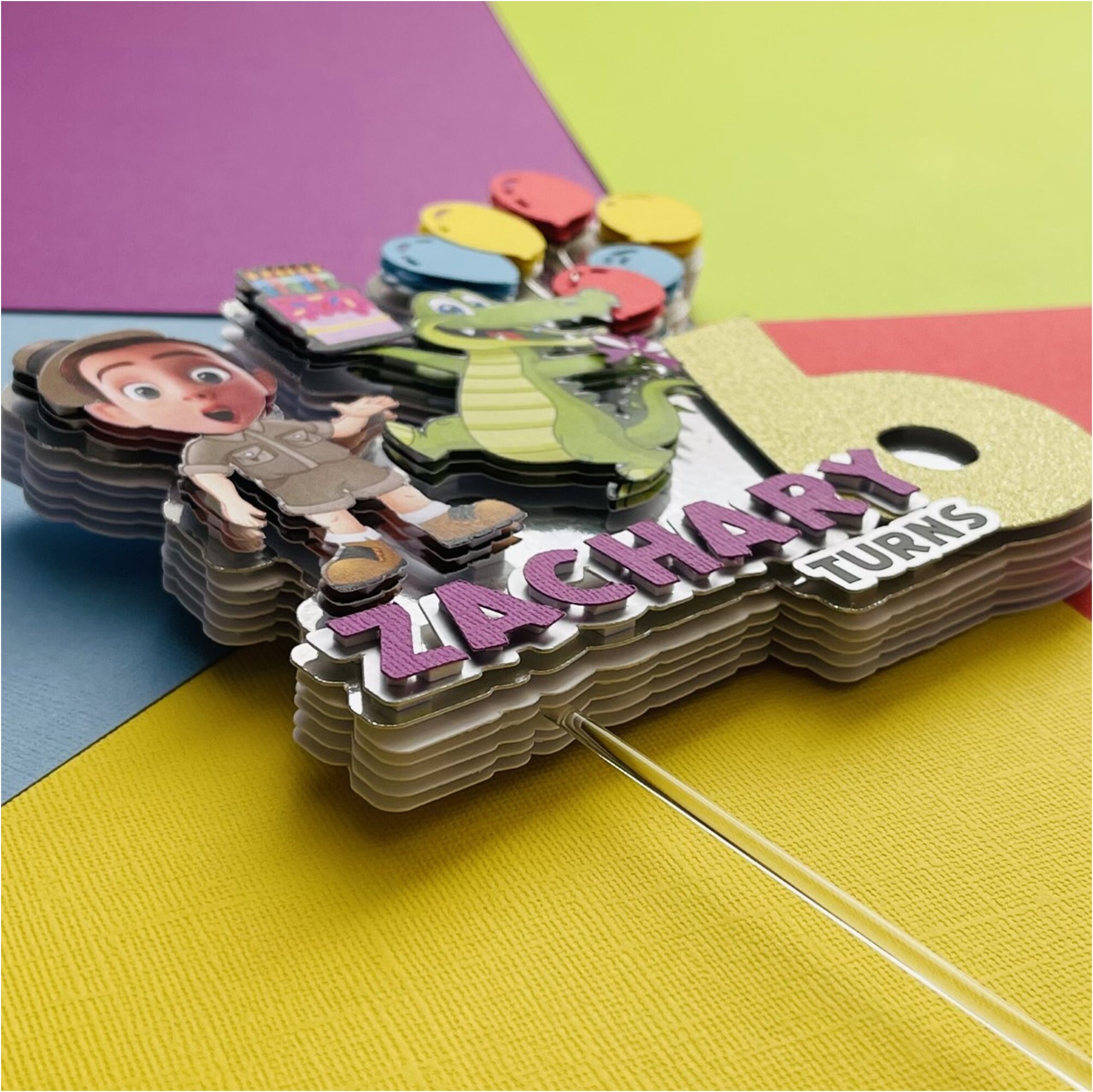 Custom Face Reptile Cake Topper With Flashing Lights Steve Irwin, Zoo