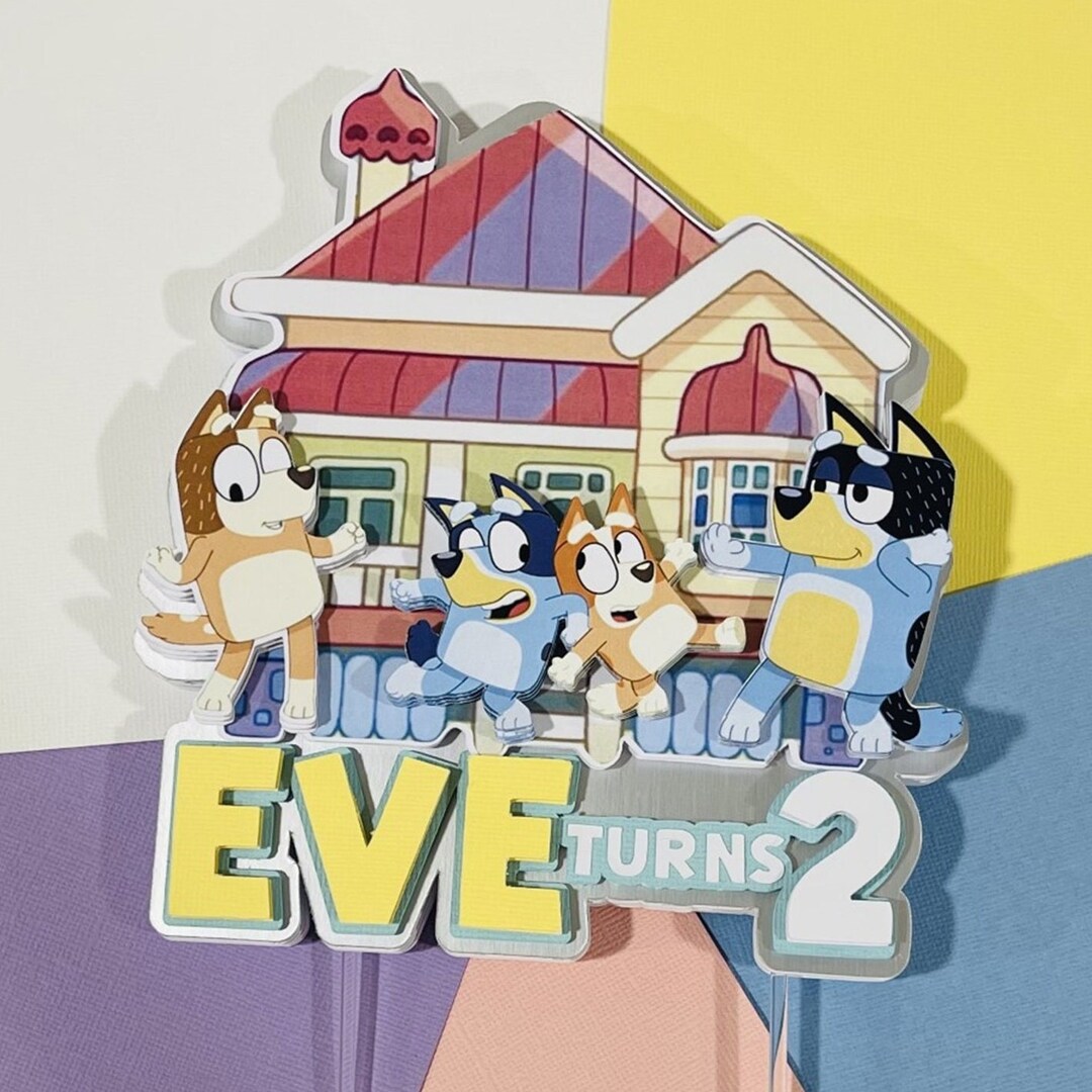Bluey Cake Topper With Flashing Lights Bingo Bandit Chilli Heeler Family Brisbane Queensland Etsy